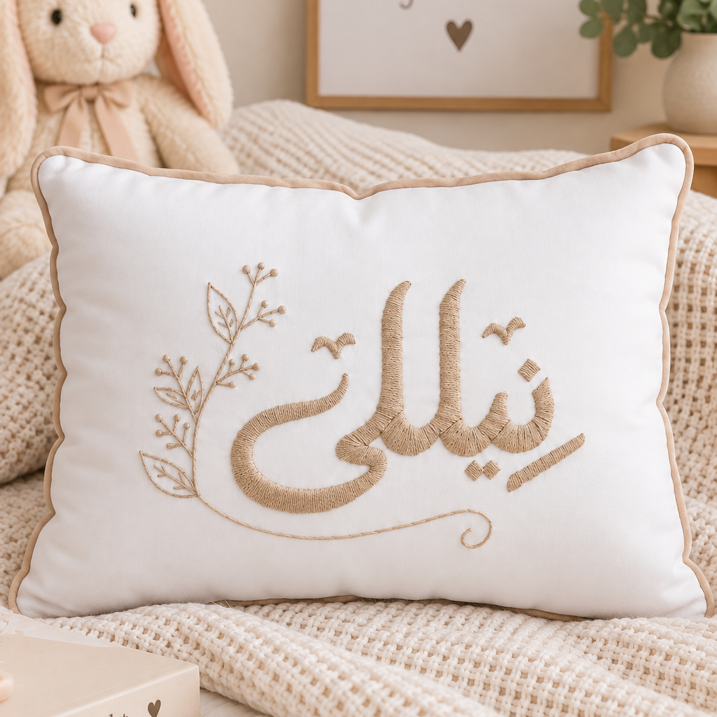 359 - Baby Name Pillow - مخده باسم البيبي مستطيل تطريز